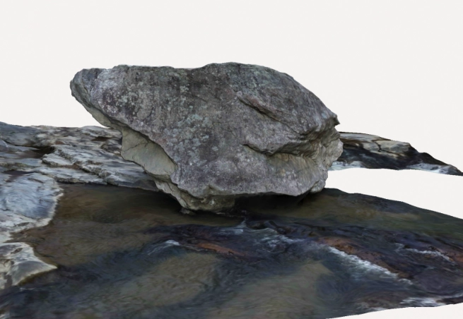 3d model photogrammetry of toad rock in broad river falls, broad river township, near black mountain nc